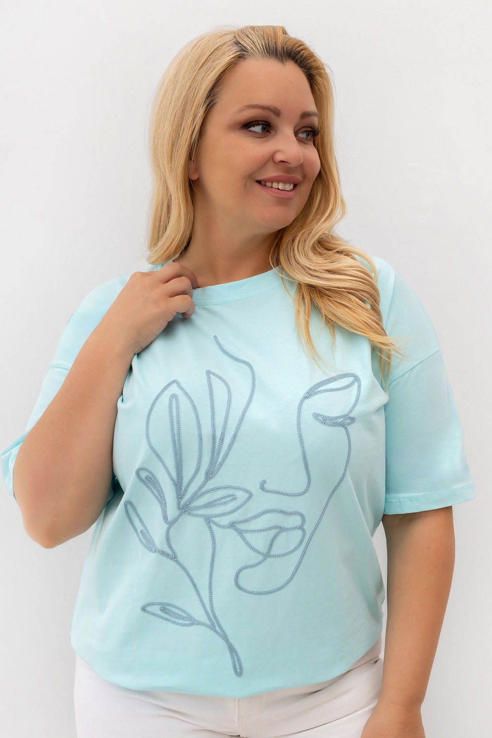 Relevance Mint Short Sleeve Cotton Plus Size T-Shirt