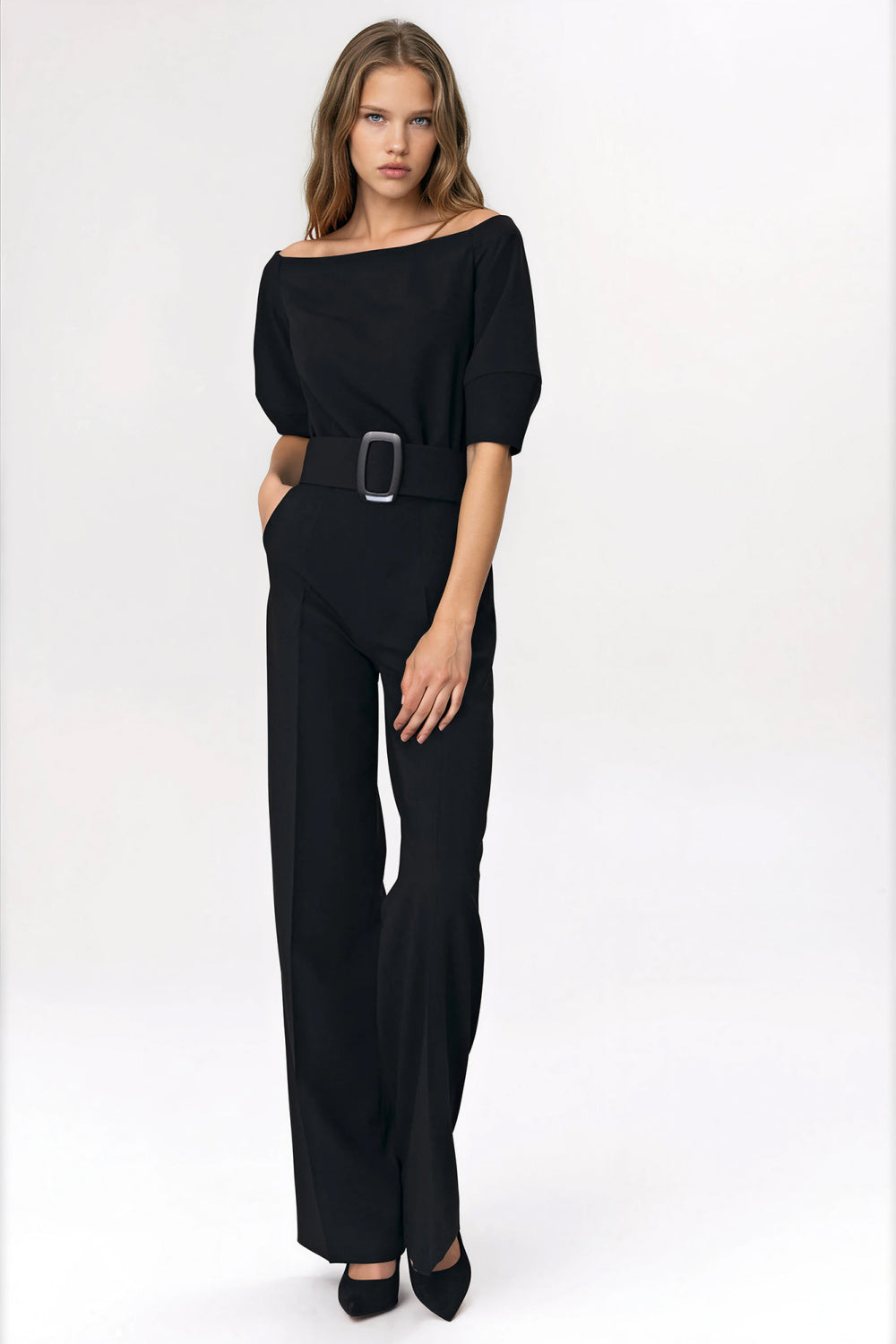Nife Black Polyester Jumpsuit