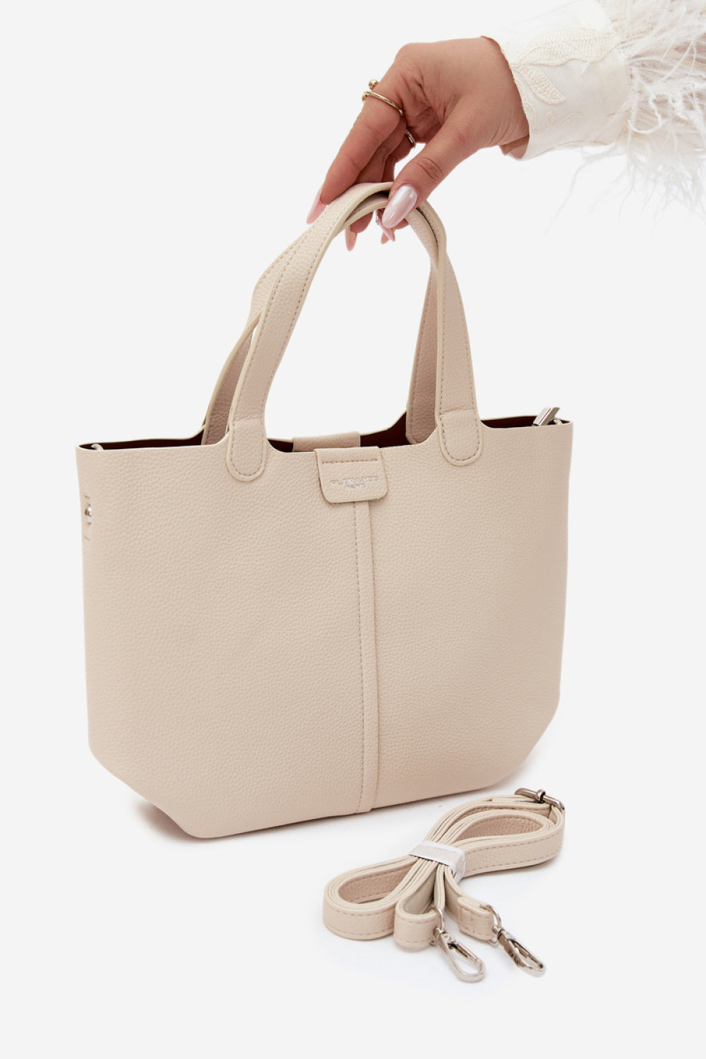 Step In Style Blaire Ecru Faux Leather Handbag