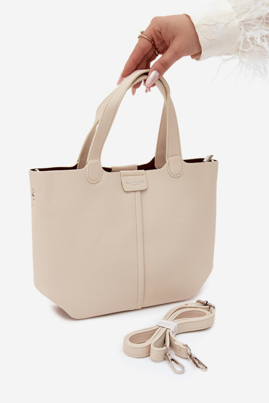 Step In Style Blaire Ecru Faux Leather Handbag