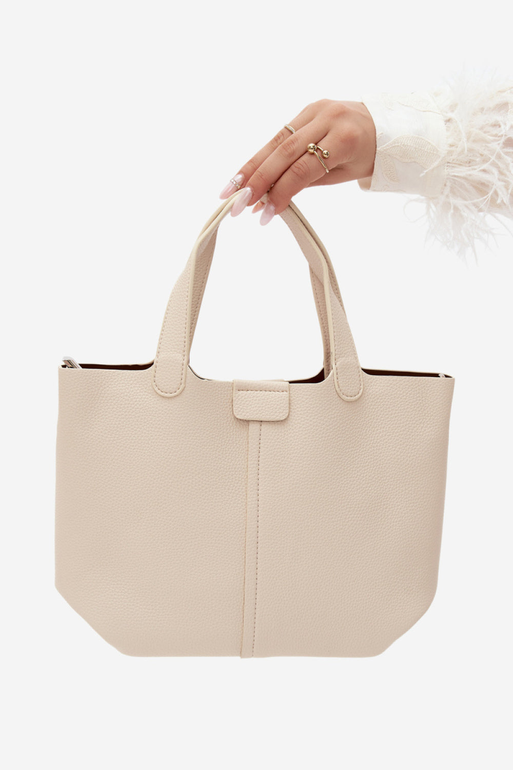 Step In Style Blaire Ecru Faux Leather Handbag - view 3