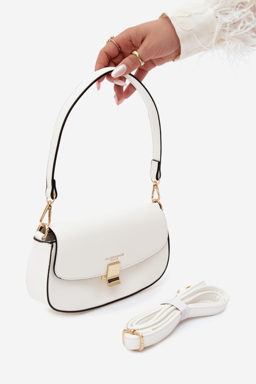 Step In Style Acacia White Faux Leather Handbag