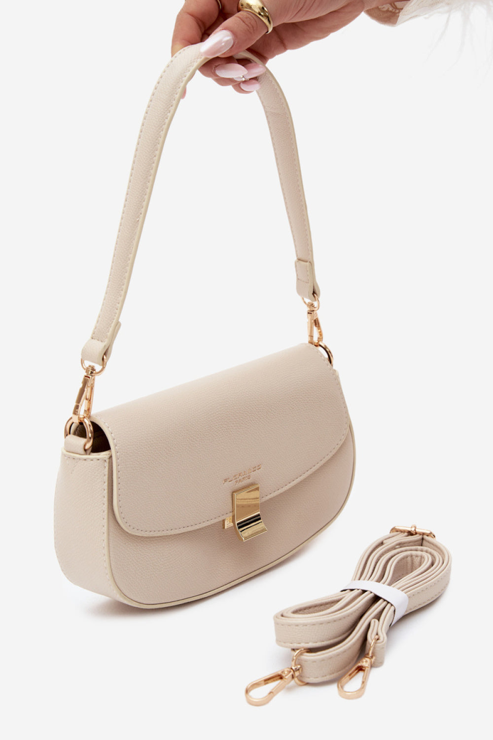 Step In Style Acacia Ecru Faux Leather Handbag