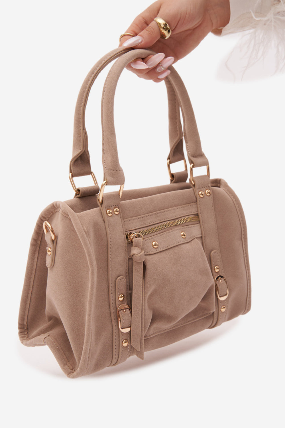 Step In Style Lendra Beige Faux Suede Handbag - view 2