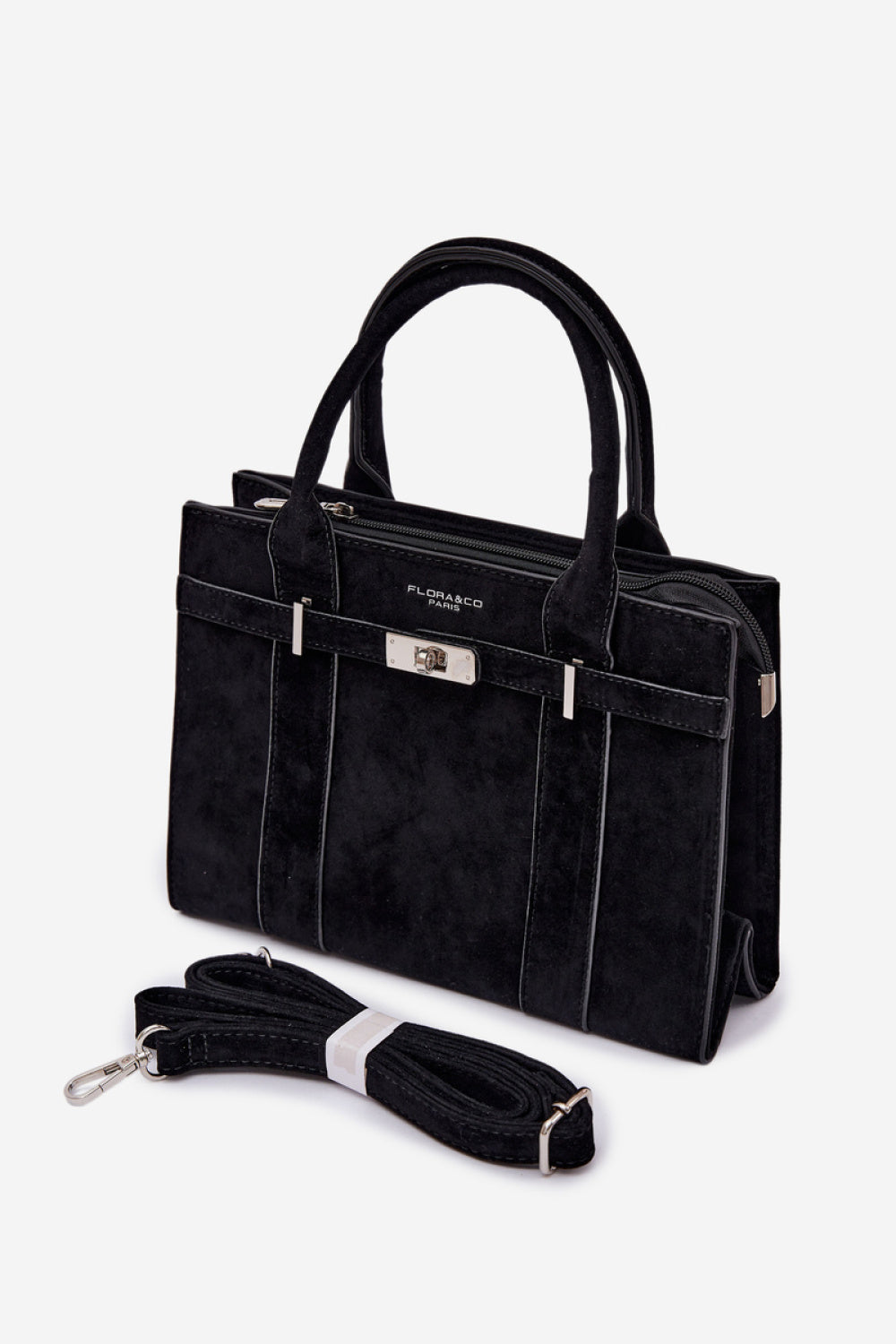 Step In Style Noressa Black Faux Suede Handbag