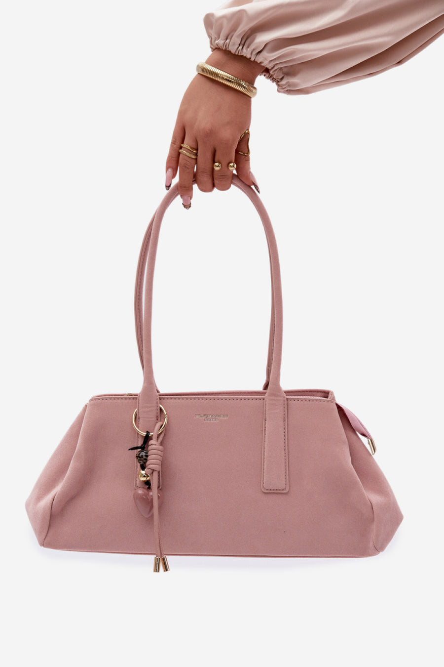Step In Style Nelina Rose Pink Faux Suede Handbag