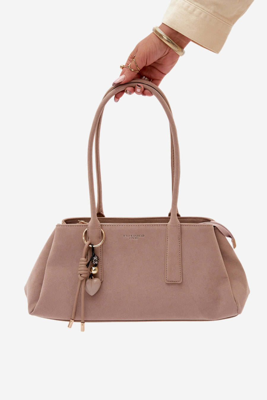 Step In Style Nelina Beige Faux Suede Handbag
