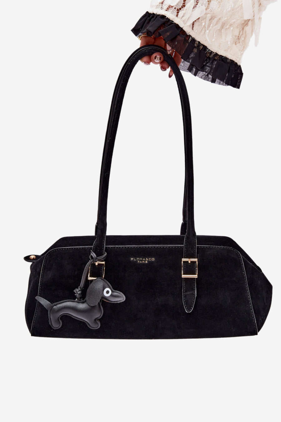 Step In Style Noely Black Faux Suede Handbag