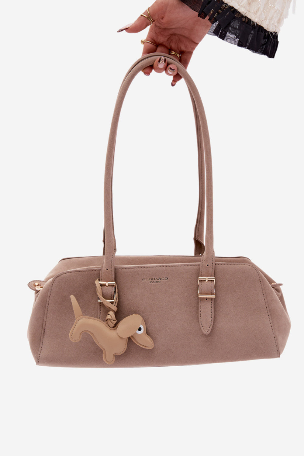 Step In Style Noely Beige Faux Suede Handbag