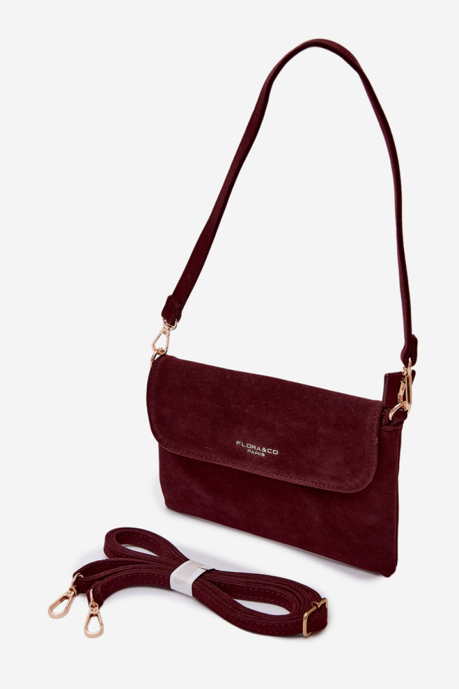 Step In Style Lucelle Burgundy Faux Suede Crossbody Bag