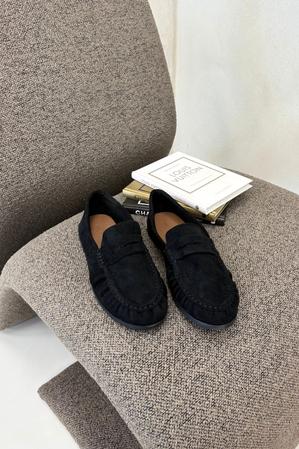 Step In Style Sabley Black Faux Suede Flat Moccasins