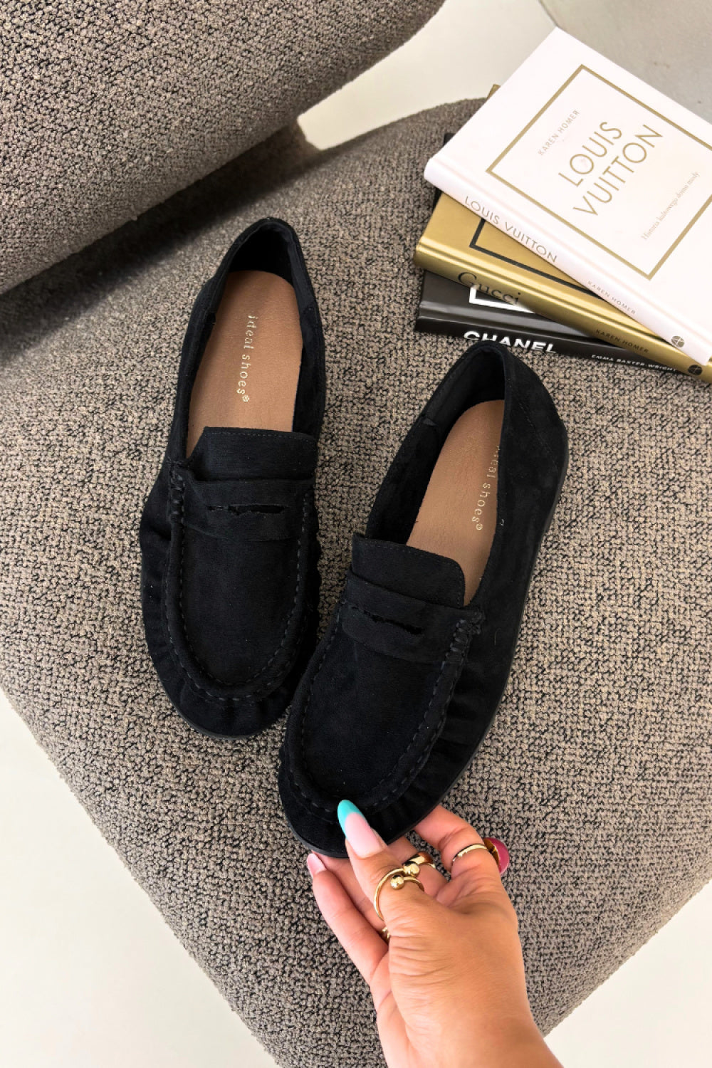 Step In Style Sabley Black Faux Suede Flat Moccasins - view 2