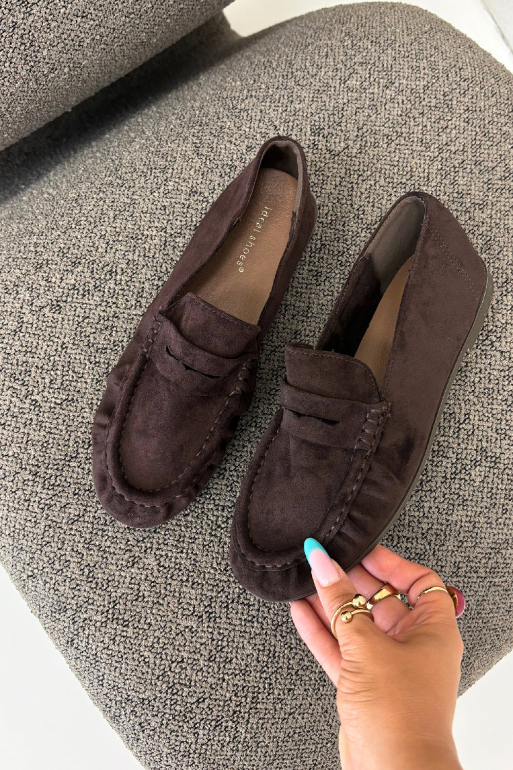 Step In Style Sabley Brown Faux Suede Flat Moccasins