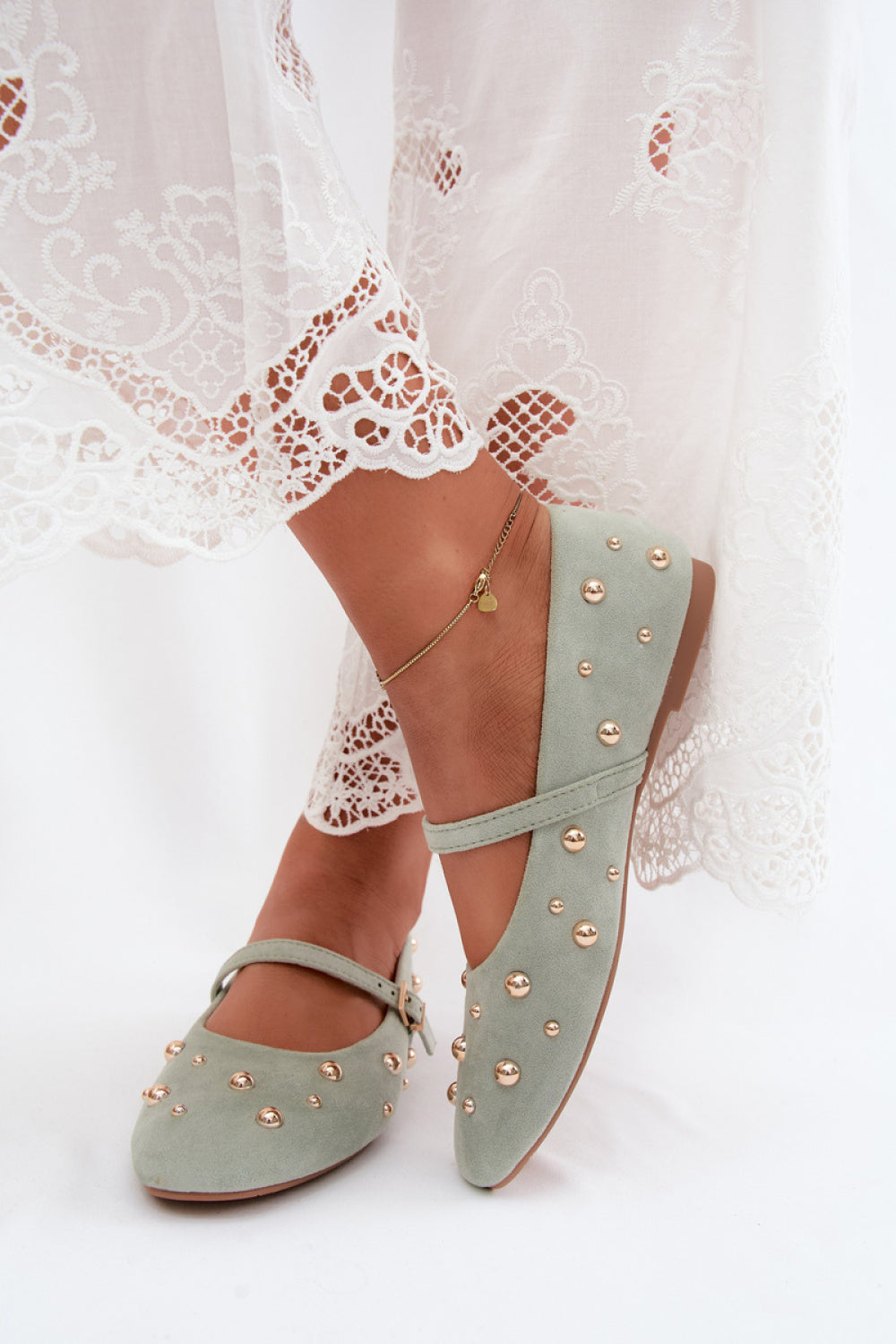 Step In Style Cuddly Mint Faux Suede Flat Ballet Flats