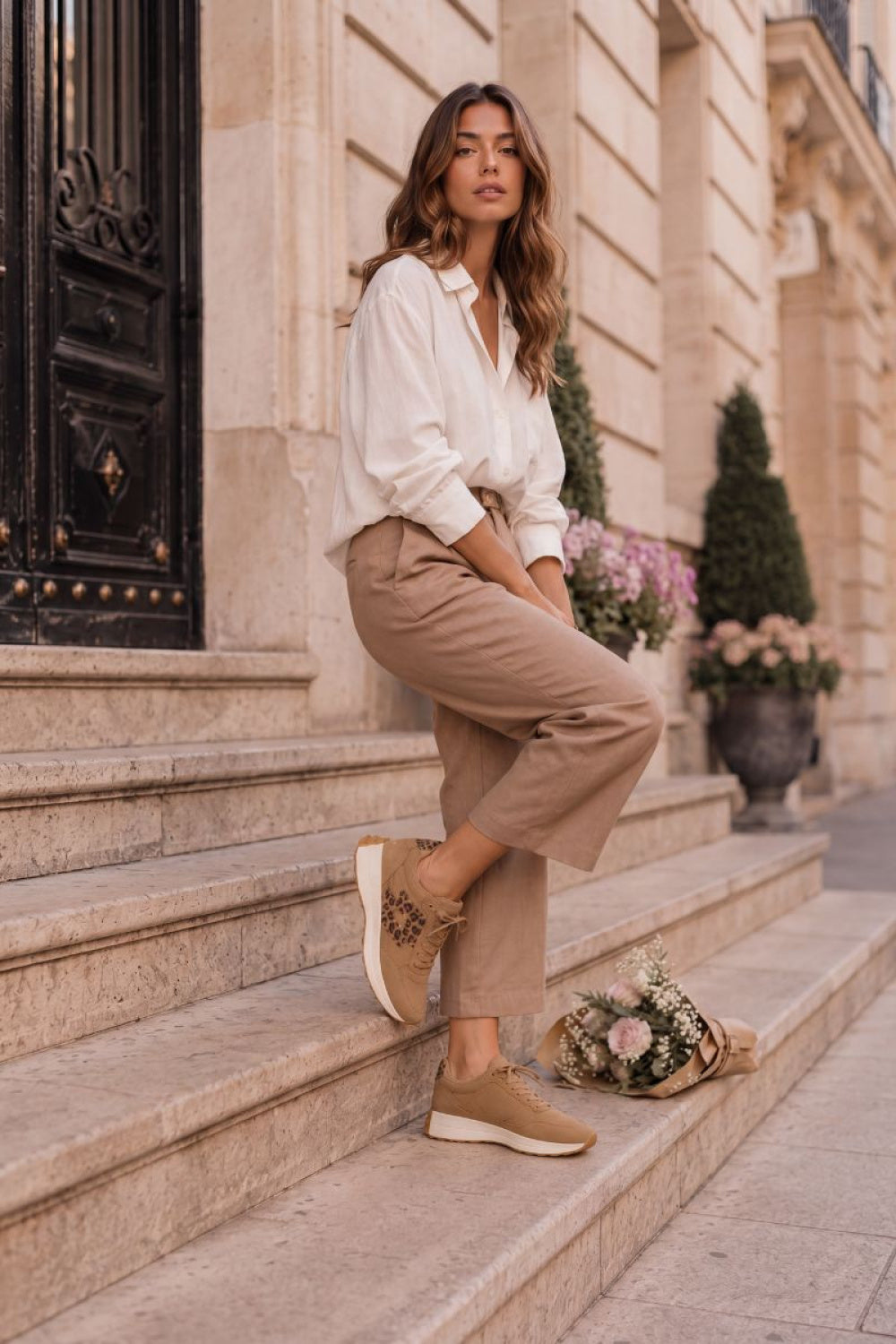 Step In Style Brown Faux Leather Platform Trainers - view 3