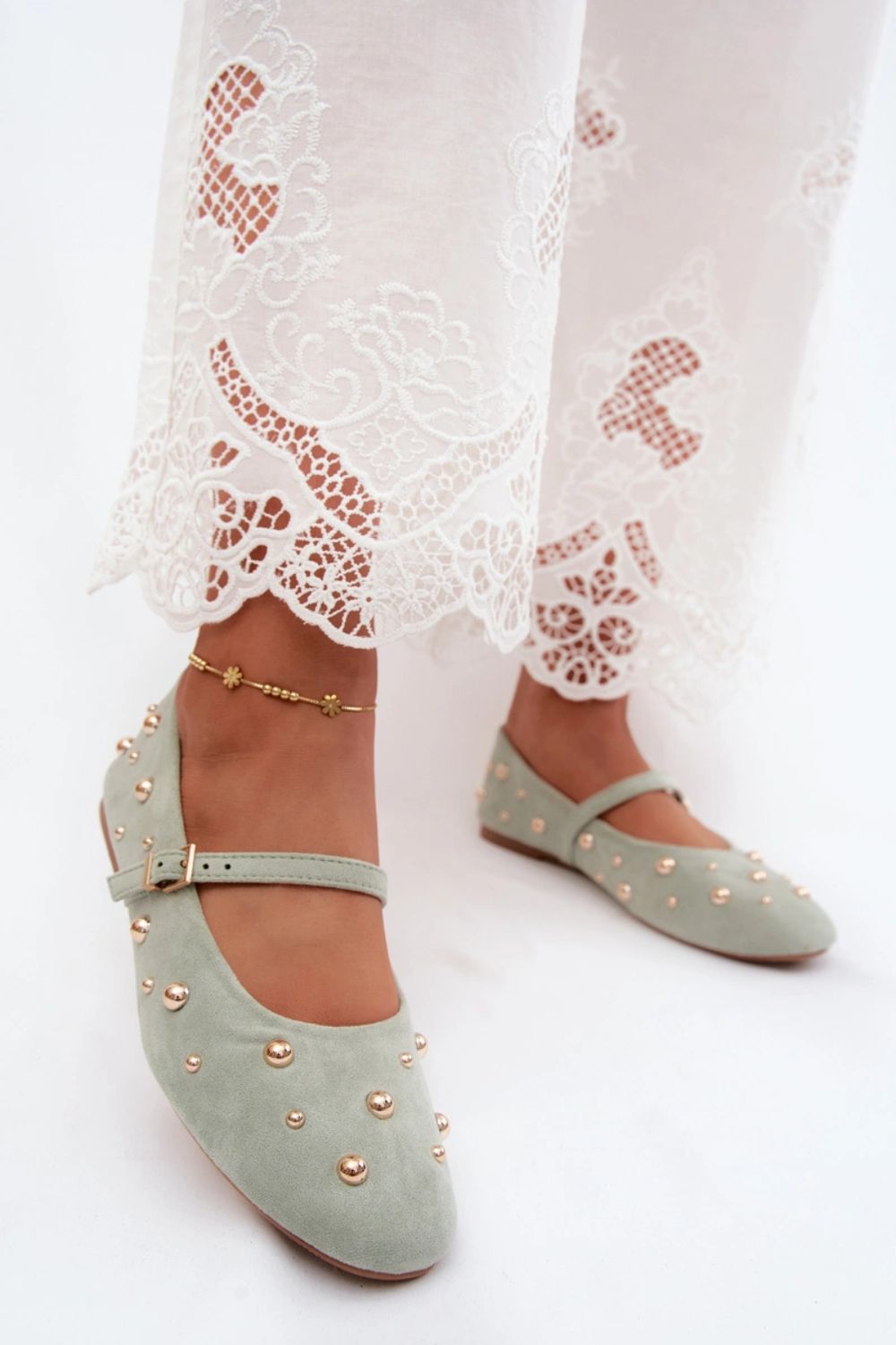 Step In Style Cuddly Mint Faux Suede Flat Ballet Flats - view 4