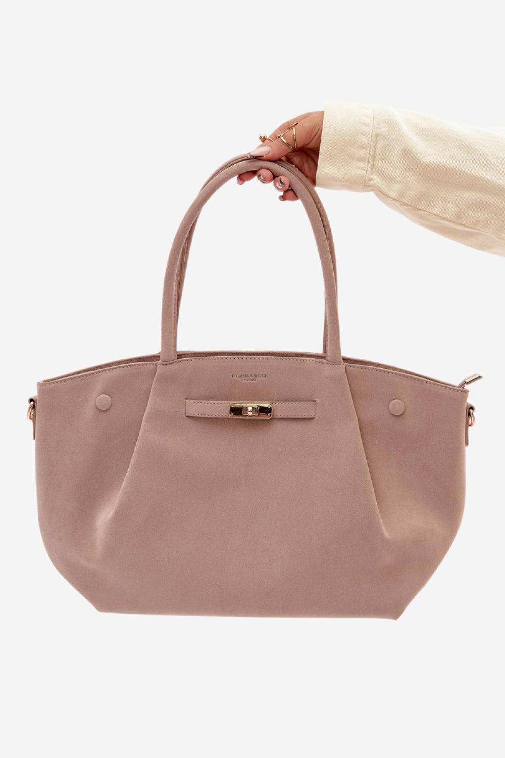 Step In Style Nellia Beige Faux Suede Handbag - view 3