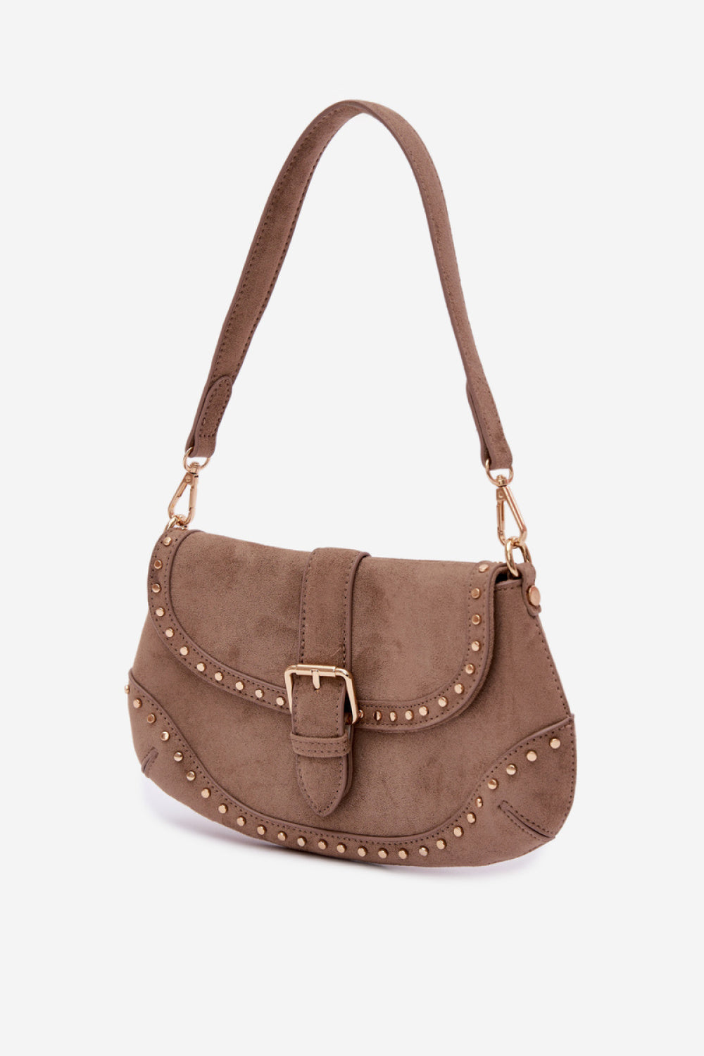 Step In Style Clarielle Dark Beige Faux Suede Handbag