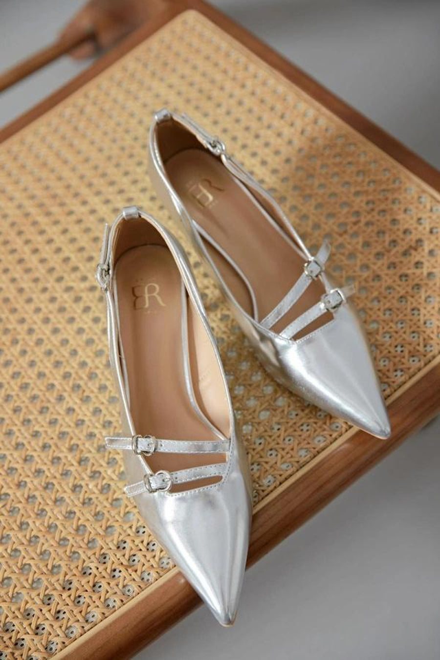Solea Florentyna Silver Faux Leather Stiletto High Heel Court Shoes