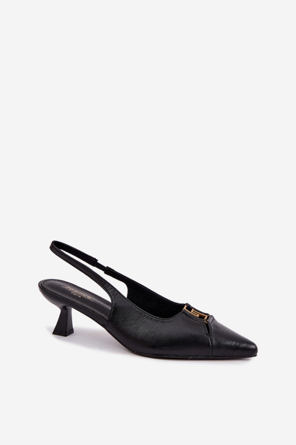 Step In Style Gilly Black Faux Leather Block Heel Court Shoes - view 2