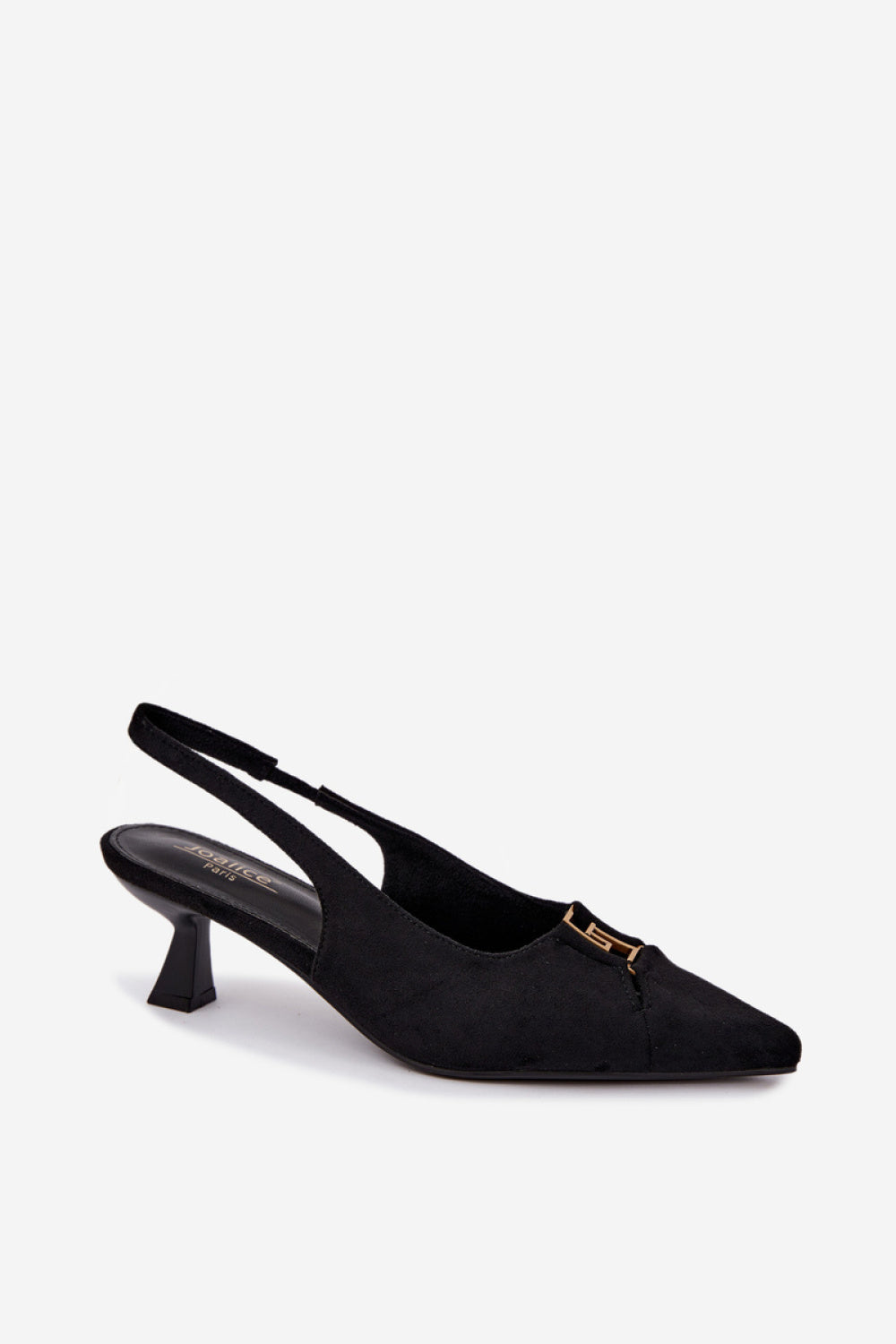 Step In Style Gilly Black Faux Suede Block Heel Court Shoes - view 2