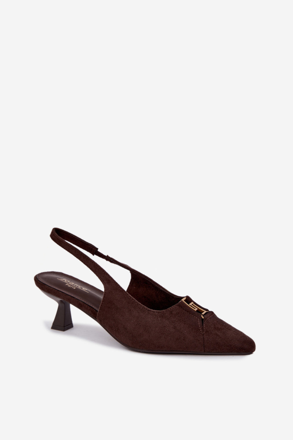 Step In Style Gilly Chocolate Faux Suede Block Heel Court Shoes - view 2