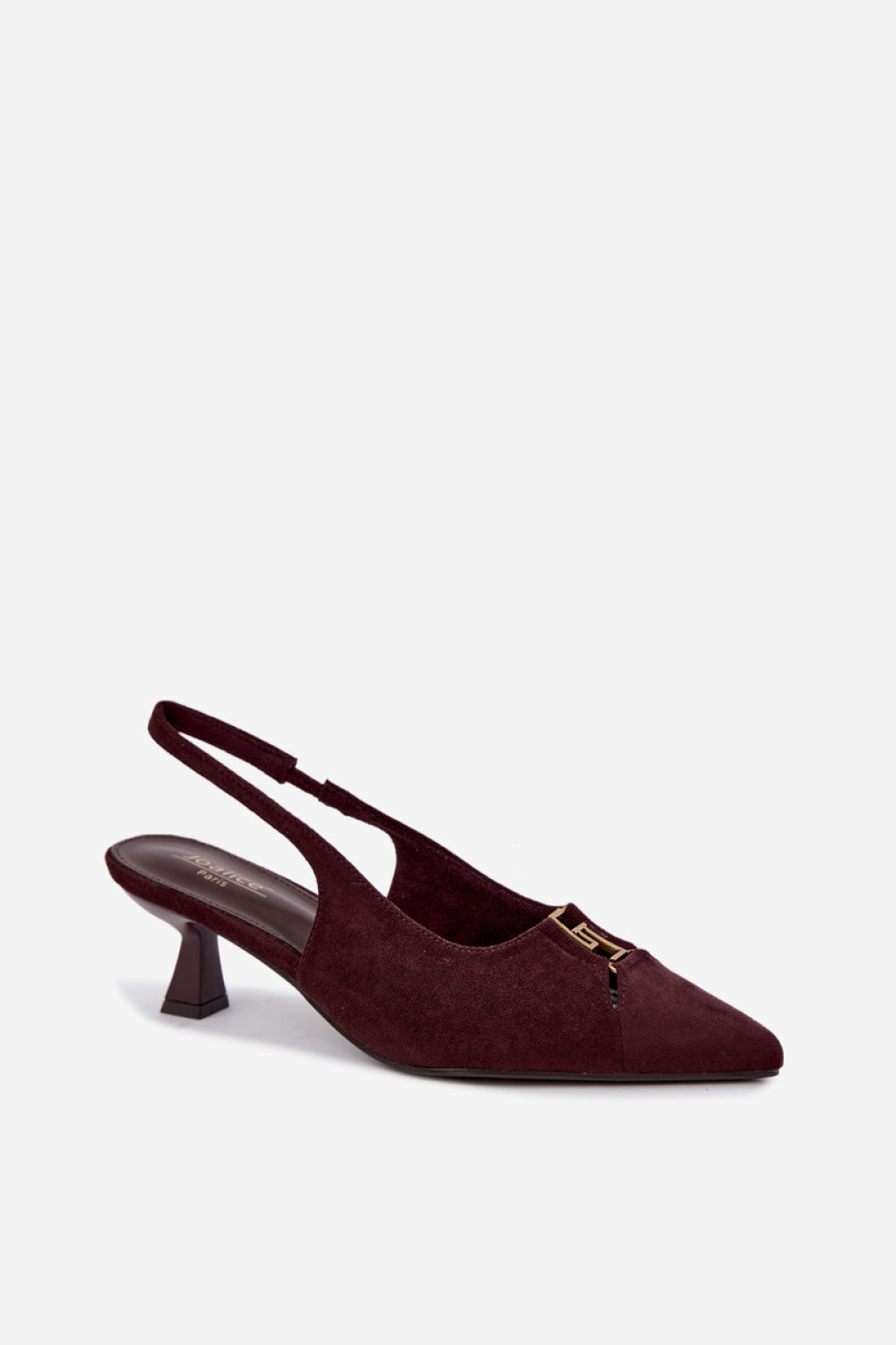 Step In Style Gilly Burgundy Faux Suede Block Heel Court Shoes - view 2