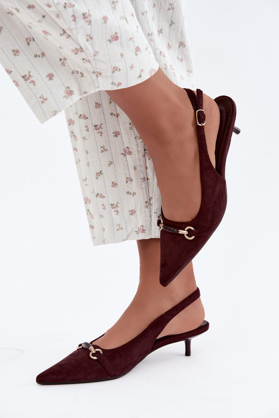 Step In Style Caylo Burgundy Faux Suede High Heel Court Shoes