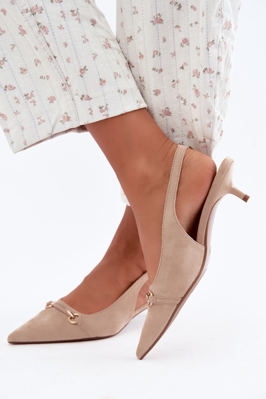 Step In Style Caylo Beige Faux Suede High Heel Court Shoes