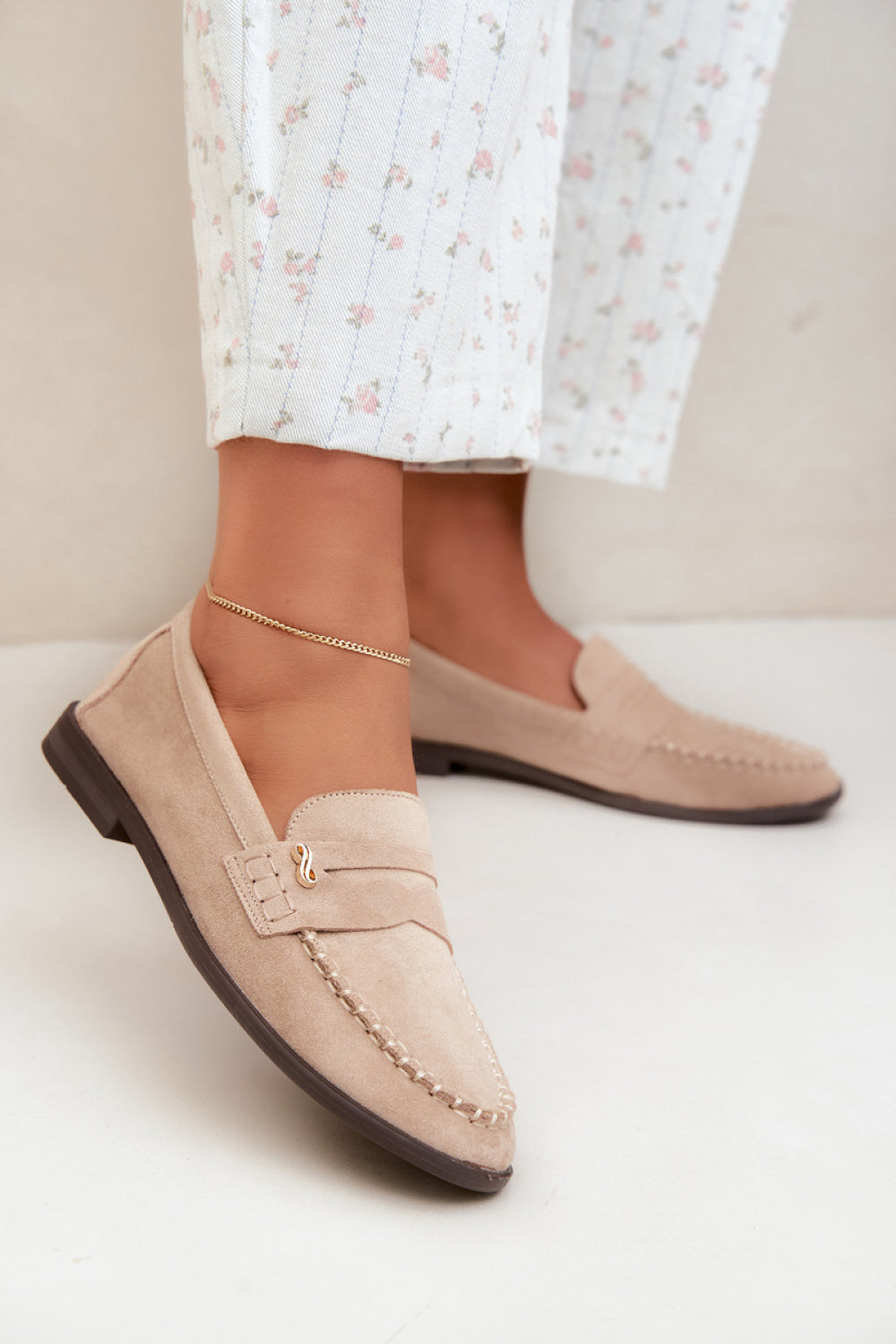 Step In Style Treya Beige Faux Suede Moccasins