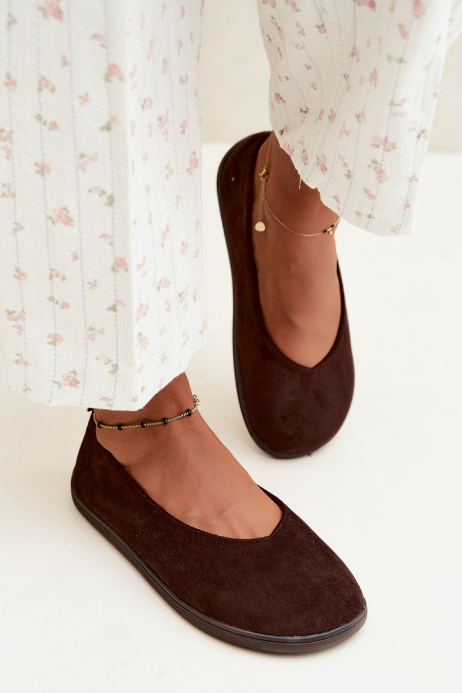 Step In Style Hollin Chocolate Faux Suede Ballet Flats