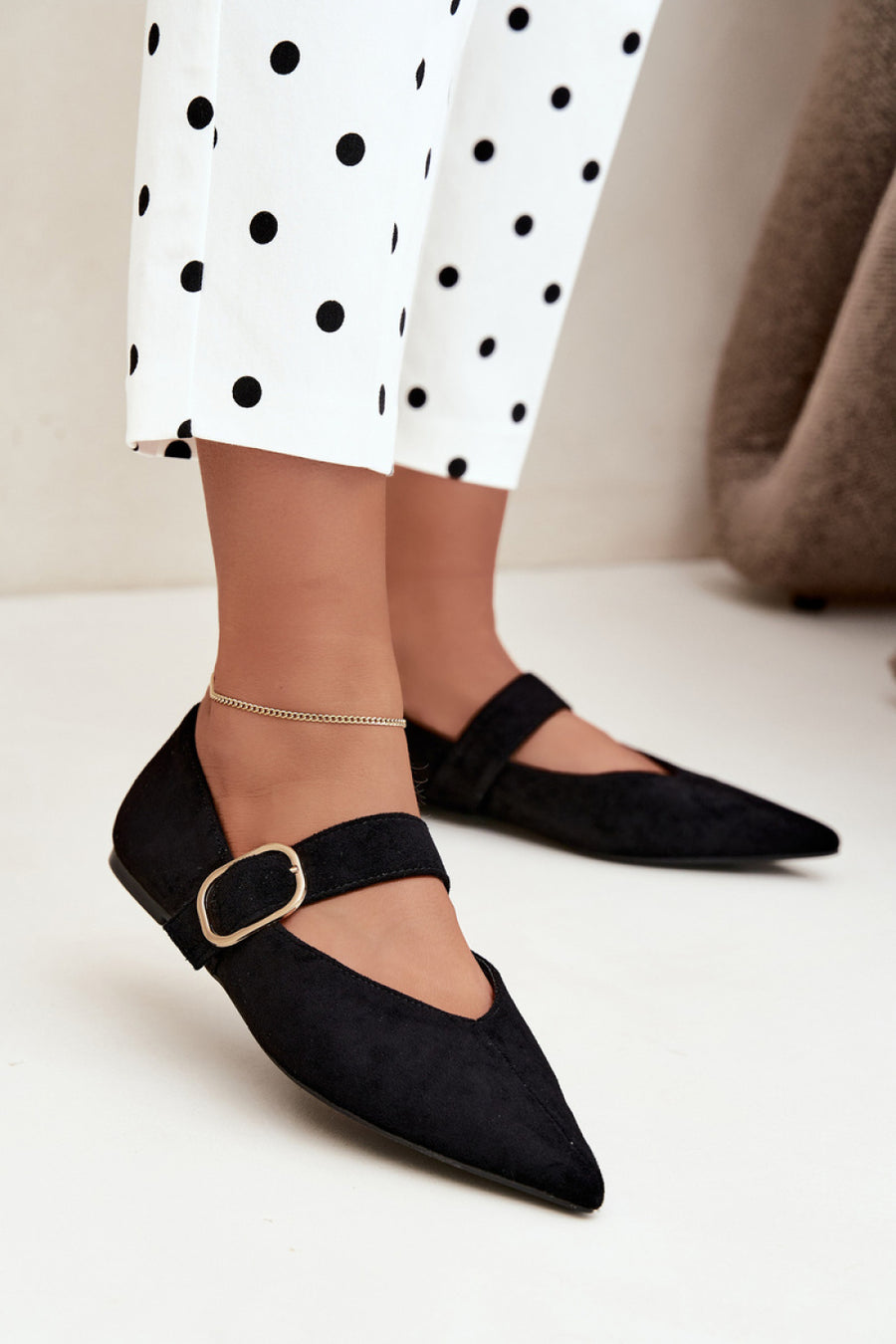 Step In Style Melby Black Faux Suede Ballet Flats