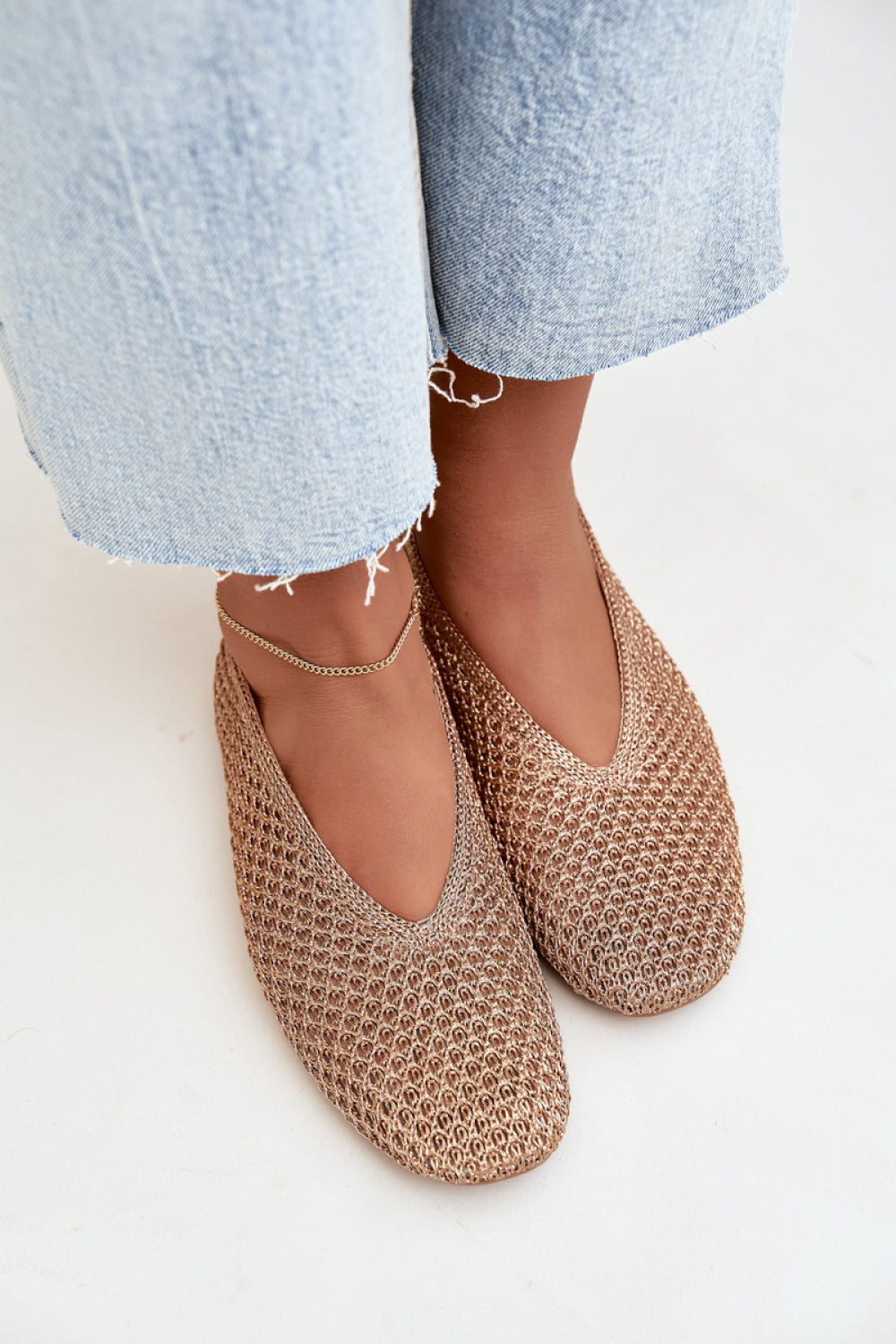 Step In Style Calmore Champagne Mesh Ballet Flats - view 3