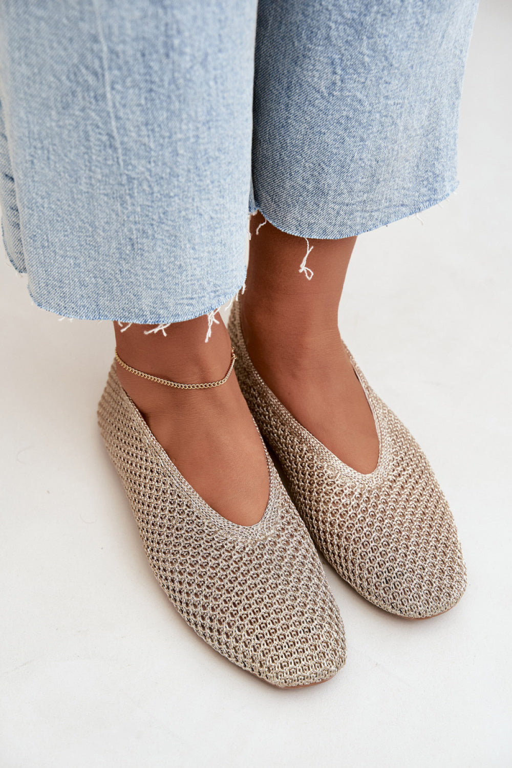 Step In Style Calmore Gold Mesh Ballet Flats - view 2