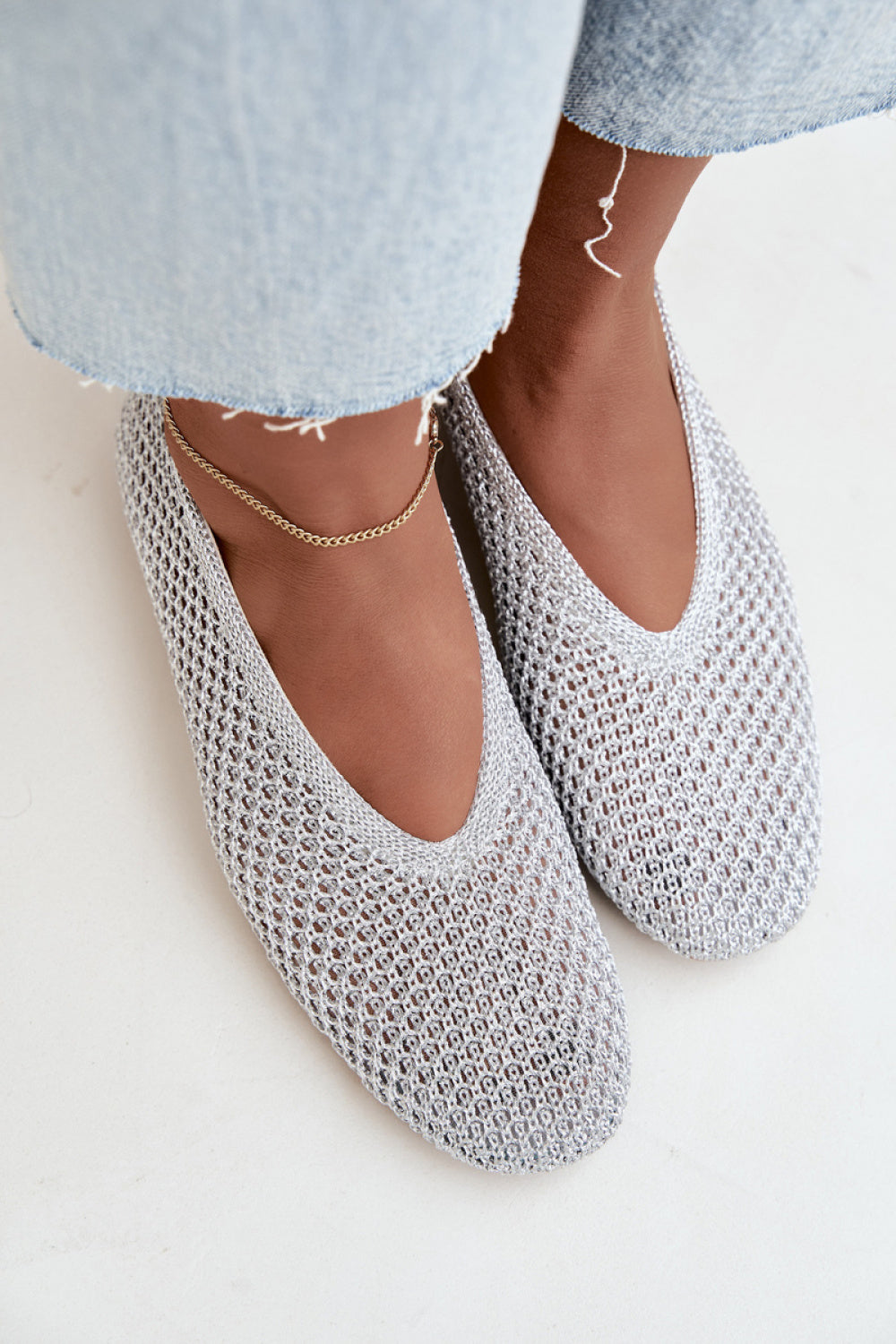 Step In Style Calmore Silver Mesh Ballet Flats - view 3
