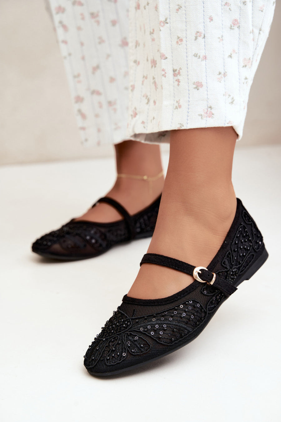 Step In Style Caletta Black Sequin Ballet Flats
