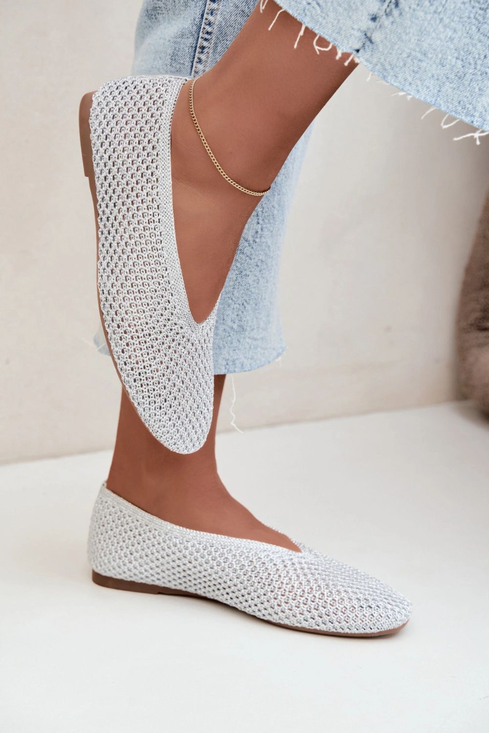 Step In Style Calmore Silver Mesh Ballet Flats - view 4