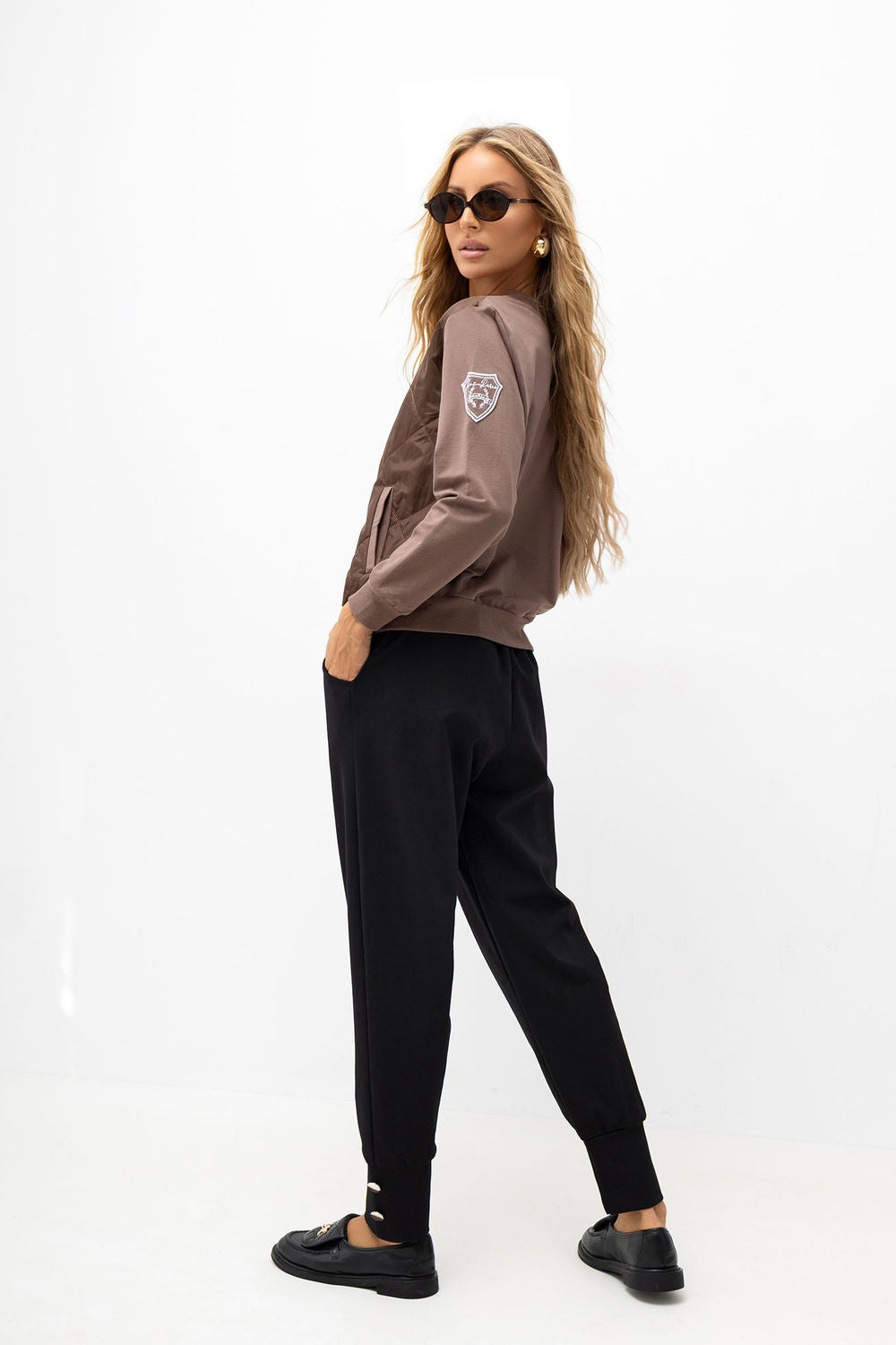 Italy Moda Black High Waisted Cotton Trousers - view 3