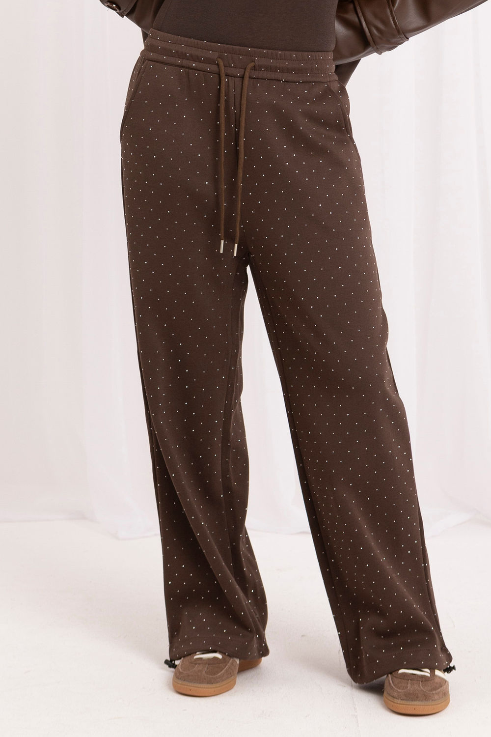 Italy Moda Brown Wide Leg High Waisted Joggers