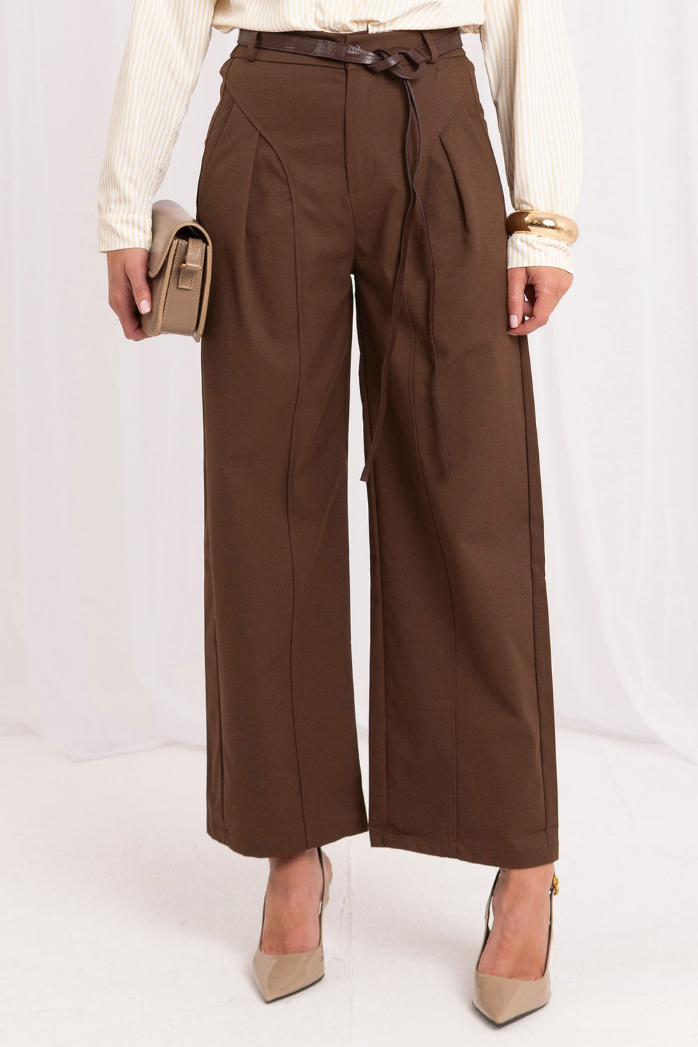Italy Moda Brown Bodycon High Waisted Culottes
