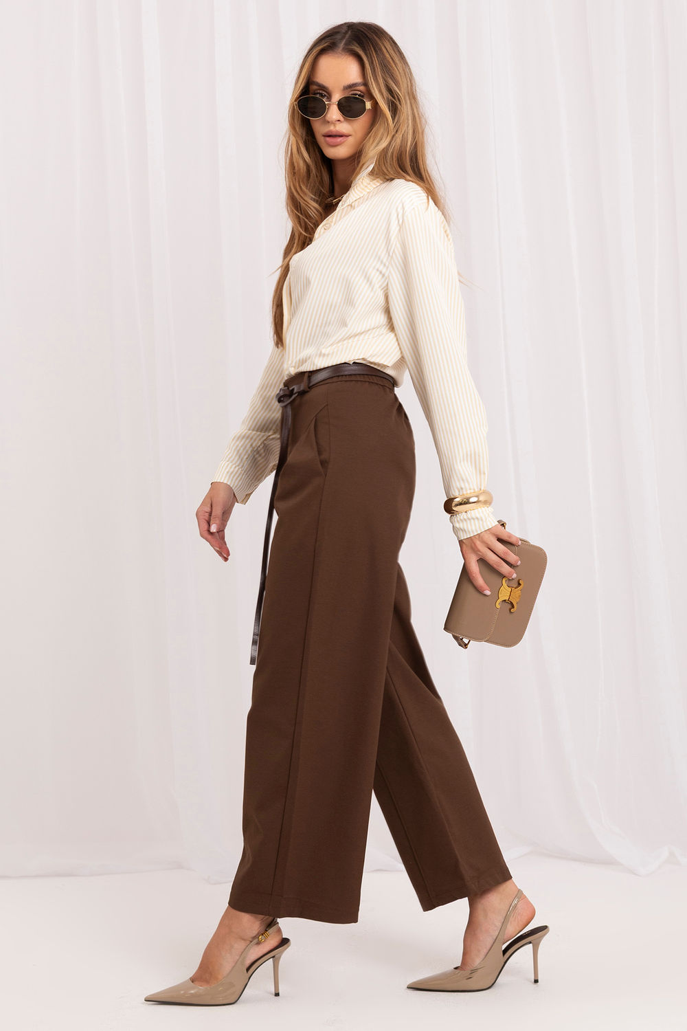 Italy Moda Brown Bodycon High Waisted Culottes - view 4