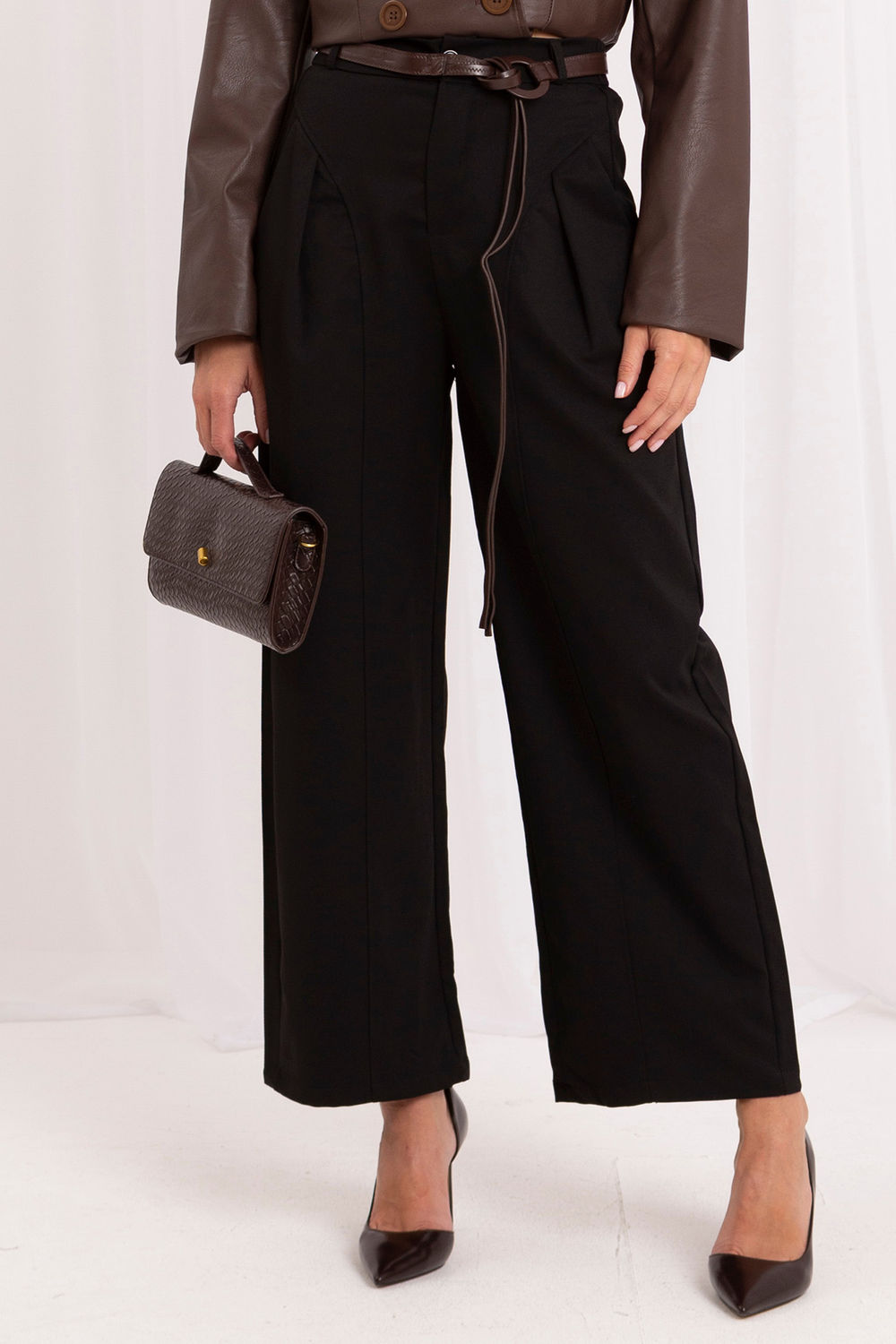 Italy Moda Black Bodycon High Waisted Culottes