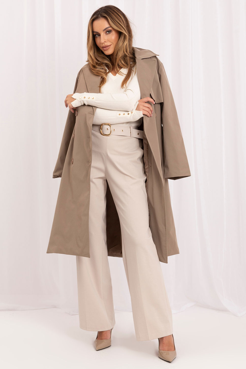Italy Moda Light Beige V-Neck Long Sleeve Jumper - view 2