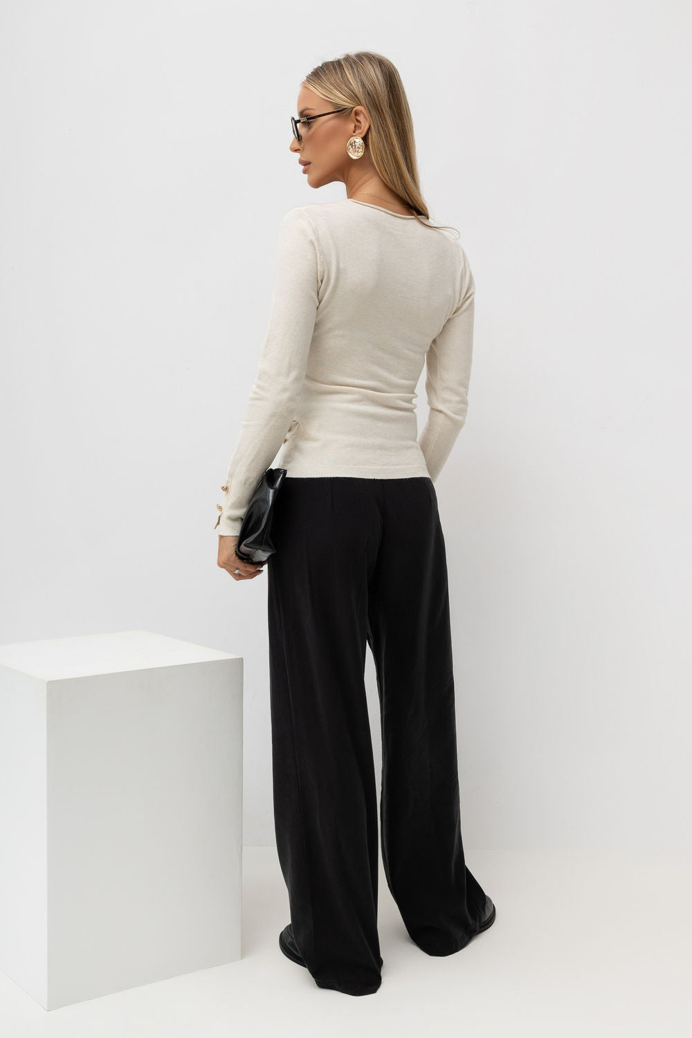 Italy Moda Light Beige Wrap Long Sleeve Jumper - view 3