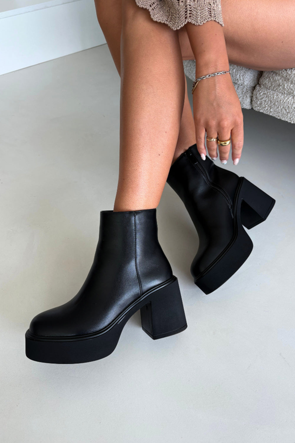 Step In Style Lurela Black Faux Leather Platform Boots - view 3