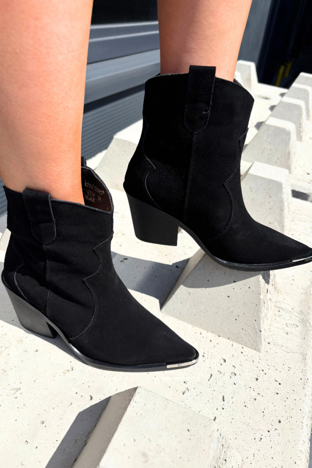 Step In Style Pelsa Black Suede Heeled Ankle Boots - view 2