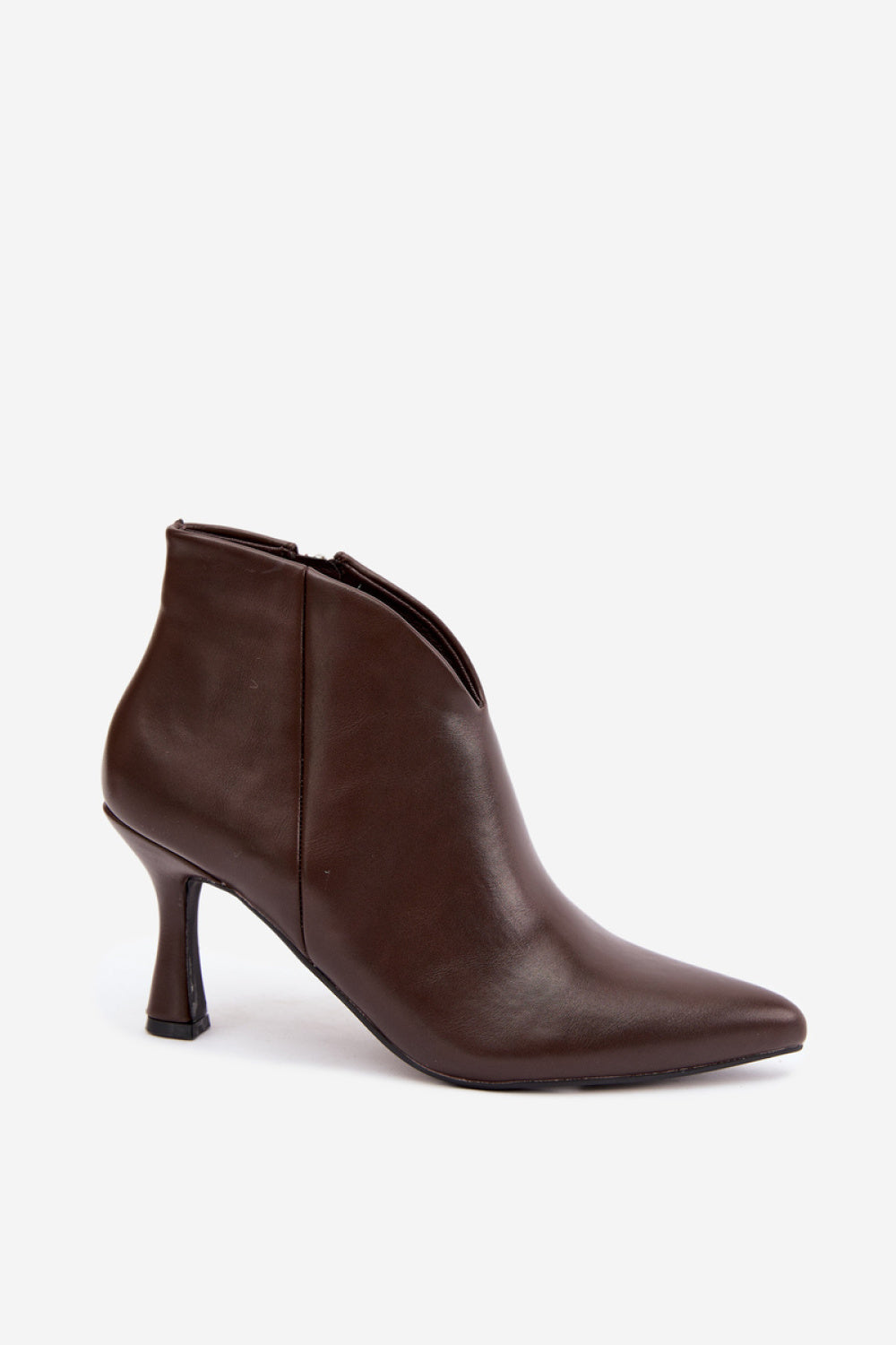 Step In Style Bessia Brown Faux Leather Heeled Ankle Boots