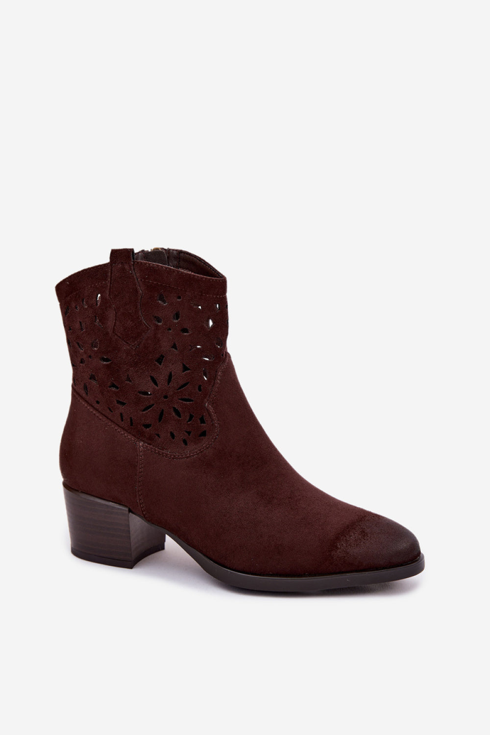 Step In Style Vinceza Chocolate Leather Block Heel Heeled Ankle Boots - view 2