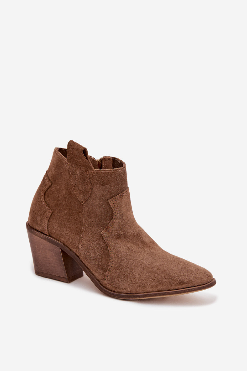Step In Style Zazoo Khaki Suede Heeled Ankle Boots - view 2