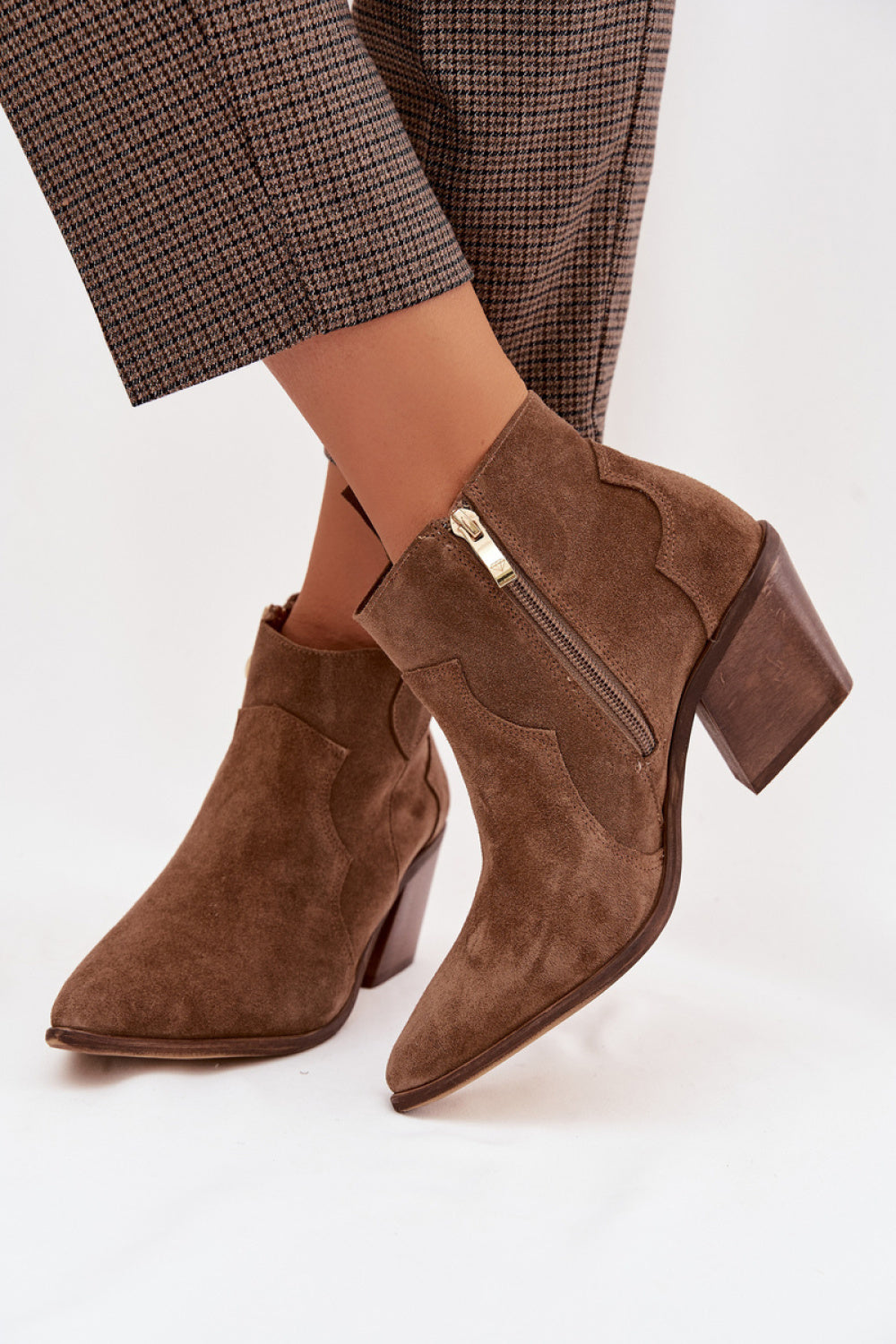 Step In Style Zazoo Khaki Suede Heeled Ankle Boots - view 3